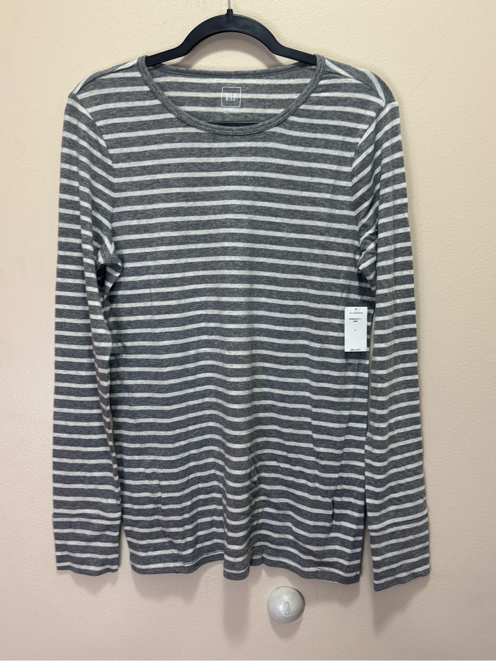 NWT GAP Gray and White Striped Long-Sleeve Tee